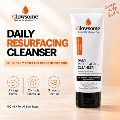 Daily Resurfacing Cleanser: 1% Salicylic Acid & 3% Niacinamide (100ml)